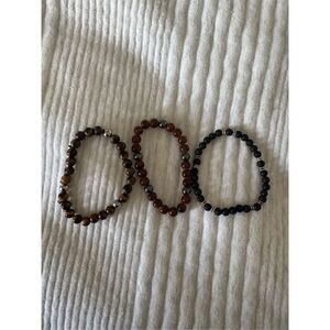 Men’s tigers eye and lava rock bracelets set